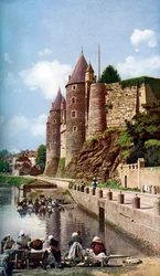 Kobiety z Josselin robiące pranie, Bretania, Francja, ok. 1924 r.