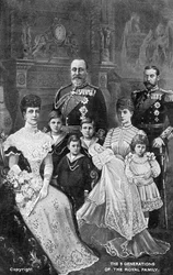 Trzy pokolenia brytyjskiej rodziny królewskiej, c1903