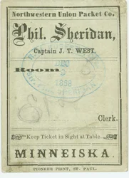 Bilet na parowiec Phil. Sheridan, 9 grudnia 1868