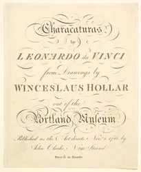 Strona tytułowa: Characaturas Leonarda da Vinci, z Rysunków Wincelslausa Hollara, z..., 1786.