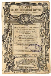 Strona tytułowa z: Giorgio Vasari, Żywoty najwybitniejszych włoskich malarzy..., 1568.