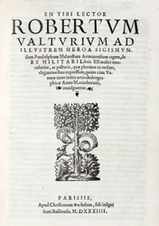 Strona tytułowa „De re militari” Valturio