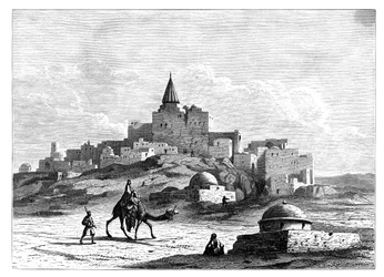 Grób Jonasza, niedaleko meczetu, na sztucznym kopcu Nabbiego Yunisa, Niniwa, Asyria, ok. 1890
