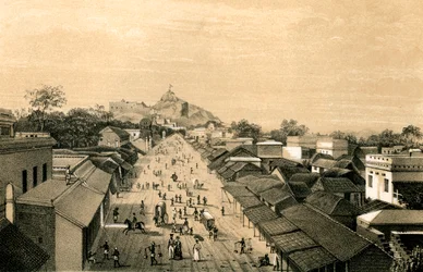 Miasto i fort Trichinopoly, Indie, 1847
