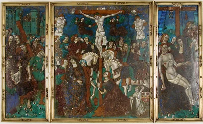 Tryptyk z Drogą na Kalwarię, Ukrzyżowaniem i Zdjęciem z Krzyża, francuski, XVI w.