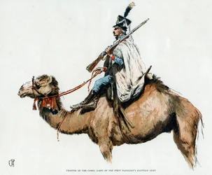 Żołnierz korpusu wielbłądów pierwszej egipskiej armii Napoleona, lata 1790. XX w.