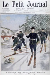 Oddziały na nartach podczas manewrów alpejskich, Norwegia, 1902