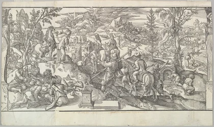 Tureccy żołnierze w spoczynku z fryzu Ces Moeurs et fachons de faire de Turcz Customs ..., 1553.