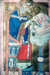 XII-wieczna ilustracja św. Dunstana 909-988 jako skryby. Był arcybiskupem Canterbury