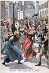 Dwie kobiety walczące z workami z piaskiem, 1903
