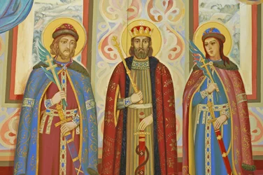 Ukraina, Kijów, Monaster św. Michała (oryg1108, rekonst. 2001), fresk zewnętrzny