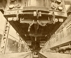 Pod metrem: pod elektrycznym wagonem kolei okręgowej, 1930 r.