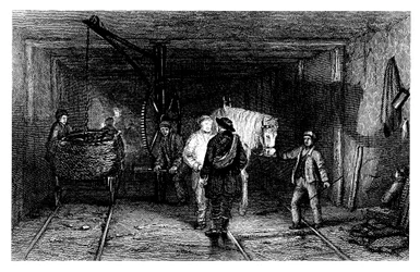 Scena podziemna w kopalni węgla kamiennego, 1860