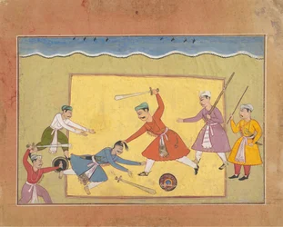 Niezidentyfikowana strona z rozproszonej Bhagavata Purana Starożytne historie Pana Wisznu, ca. 1610.