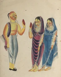Wielbicielka Vaisnava z dwiema kobietami, 1800s.