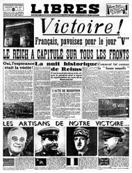Victory!, pierwsza strona gazety Libres, 9 maja 1945 r.