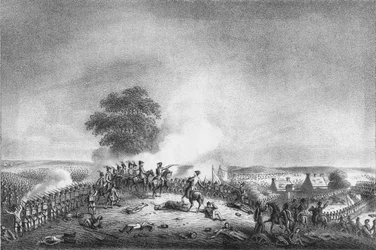 Widok z Mont Saint Jean bitwy pod Waterloo...1815, c1816.