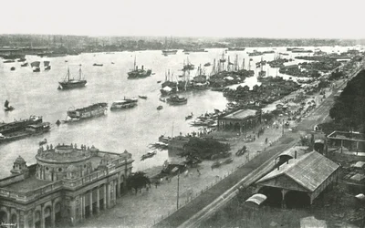 Widok z mostu Hooghly, Kalkuta, Indie, 1895.