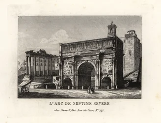 Widok łuku Septymiusza Sewera, Arco di Settimio Severo, Forum Romanum, Rzym