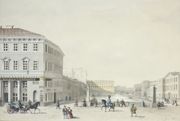 Widok na nabrzeże Moika z mostu policyjnego, 1839