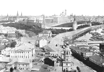 Widok miasta i Kremla, Moskwa, Rosja, 1895.
