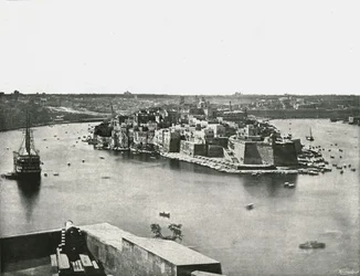 Widok na port, Valletta, Malta, 1895.