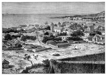 Widok redy i miasta San Paolo de Loanda, Angola, Afryka Zachodnia, ok. 1890 r.