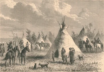 Wioska Indian Preriowych, ok. XIX w.