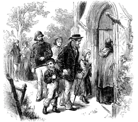 Wieśniacy chodzą do kościoła w niedzielę, Londyn, 1872 r.