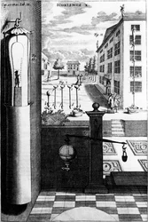 Z barometru wodnego Guericke, 1672