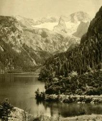 Vorderer Gosausee i góry Dachstein, Górna Austria, ok. 1935.