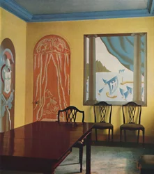 Dekoracje ścienne w mieszkaniu w Portman Court, 1933.