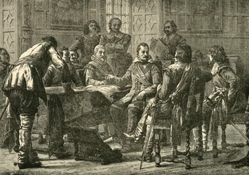 Wallenstein i Tilly organizujący naradę wojenną, 1626, 1890.