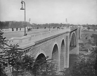 Most Waszyngtona, rzeka Harlem, Nowy Jork, ok. 1897.