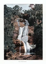 Wodospad w Tijuca, Rio de Janeiro, Brazylia, XIX w.