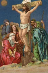 Droga Krzyżowa - via crucis - Droga Krzyżowa: ukrzyżowanie, stacja dwunasta, Jezus umiera na krzyżu Chromolitografia Zbiory prywatne