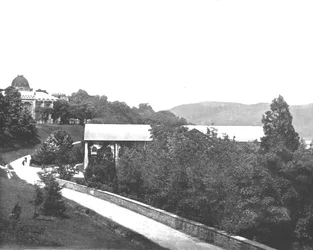 West Point nad rzeką Hudson, stan Nowy Jork, USA, ok. 1900.