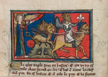 Kiedy zadął w trąbę piąty anioł... Miniatura z: Apocalypse de Saint Jean, ok. 1320.