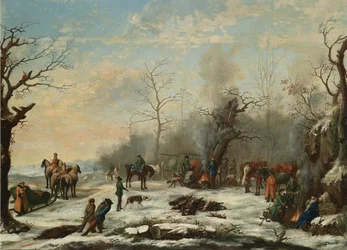 Polowanie zimowe, połowa XIX wieku