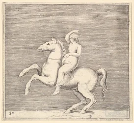 Kobieta na koniu hodowlanym, wydana ok. godz. 1599-1622.