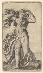 Kobieta ciągnąca za włosy, ca. 1515.