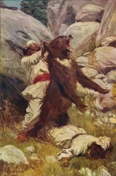 Zapasy z niedźwiedziem, c1912