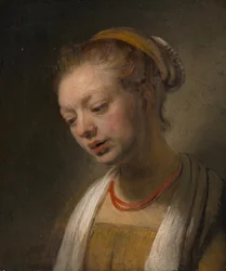 Młoda kobieta z czerwonym naszyjnikiem, ca. 1645.