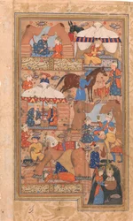 Yusuf jest wyciągnięty ze studni, folio z Yusuf i Zulaikha z Jami, druga połowa XVI wieku.