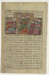 Zal dostarcza list Sama Manuchihrowi, Folio z Księgi Królów Shahnamy..., ca. 1330-40.