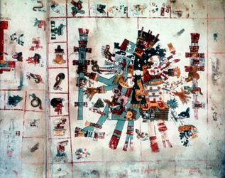 Postać zoomorficzna z Codex Borgianus, Mixtec, Meksyk prekolumbijski, ok. 1400
