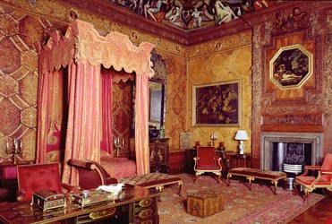Chatsworth House, sypialnia reprezentacyjna 1687-1707, Derbyshire, Wielka Brytania