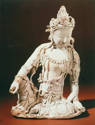 Ching-te-Chen biała glazurowana figura Arolo Kites Vara, dynastia Yuan, koniec XIII-początek XIV wieku