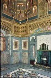 Wnętrze, zamek w Cardiff, Walia, zbudowany ok. 1875 r.