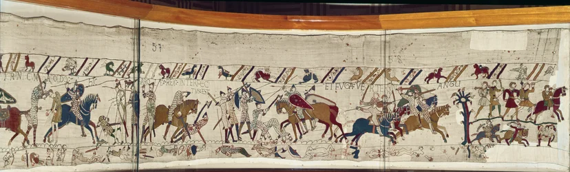 Król Harold zostaje zabity, a Anglicy uciekają, Bayeux Tapestry